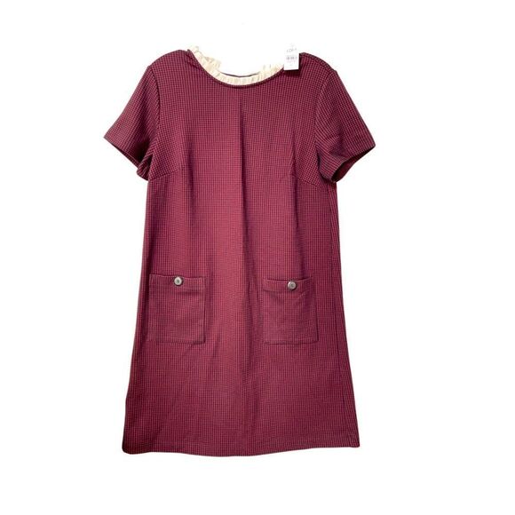 NWT Ann Taylor LOFT Red Petite Shift 6 Contrast Trim Ruffled-neck DRESS - Picture 1 of 8